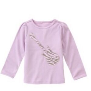 Gymboree Fashion Star Girls Long Sleeve Graphic Tee Shirt Guitar Purple Sz 6 New